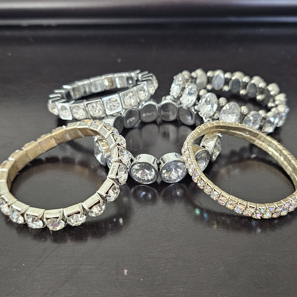 Bracelet Set Fashion Jewelry Rhinestone Layered Formal Bracelets Set Of 5